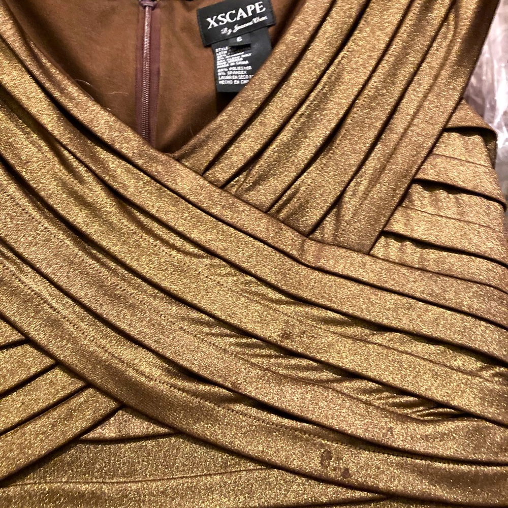 Beautiful brown w gold threading knee length cocktail dress